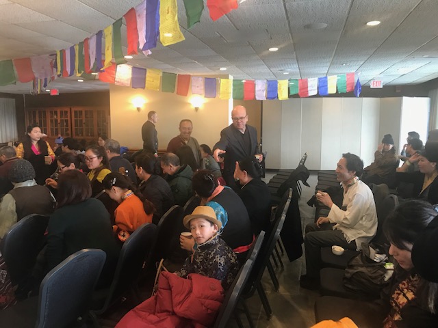 Congressman Jim McGovern meeting the Tibetan Americans gathered in Amherst before the event began